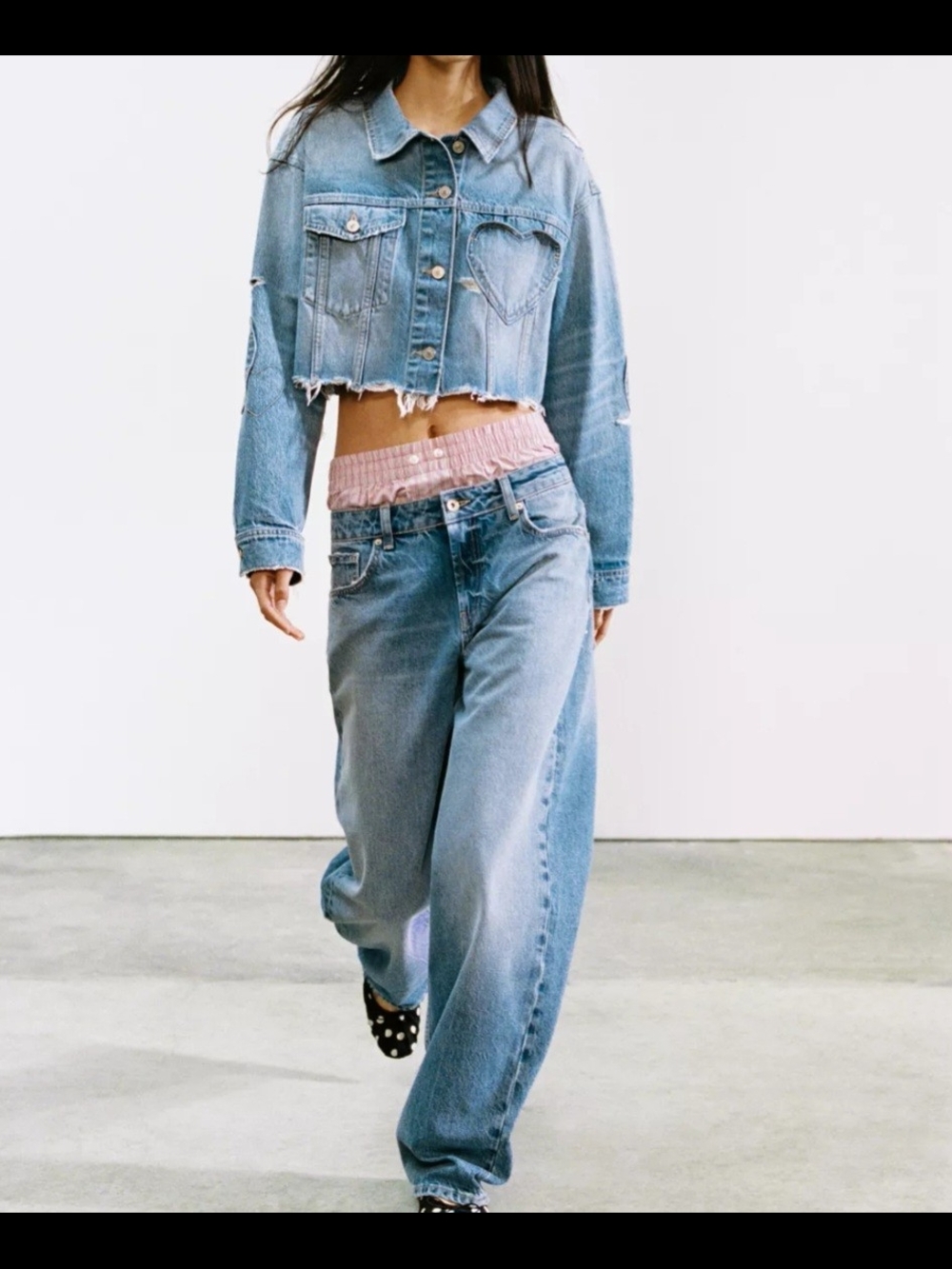 Zara Light Blue Women’s Straight Jeans With Rhinestones On Back
